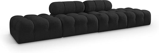 Meridian Furniture 611Black-S136C Ames Collection Modern | Contemporary Modular Sectional with Rich Black Boucle Fabric, Modular to Create Infinite Configurations, 136" W x 34" D x 28" H, Black