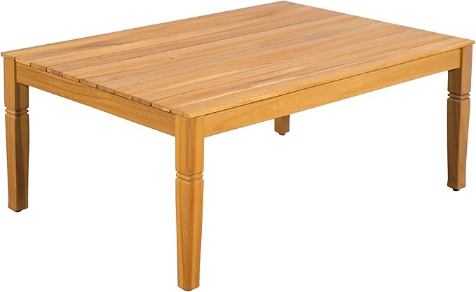 Christopher Knight Home 4-Piece Patio Furniture Set with Coffee Table, Acacia Wood Outdoor Conversation Set, 4 Seater Patio Sofa Set with Thick Cushions for Backyard,Balcony, Teak+Beige