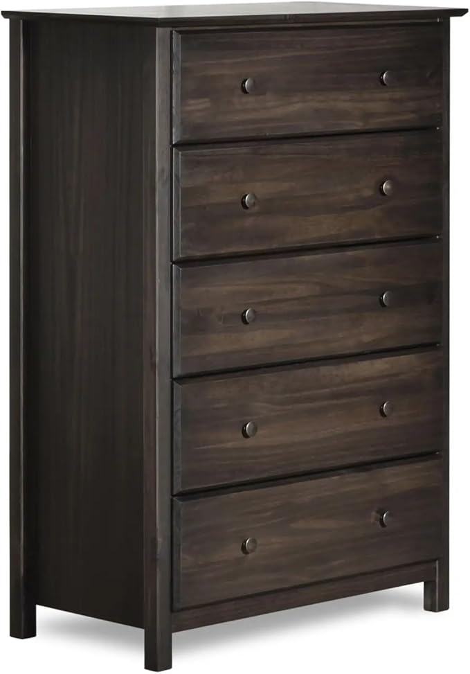 Grain Wood Furniture Shaker Solid Wood 5 Piece Bedroom Set in Expresso, Queen Bed