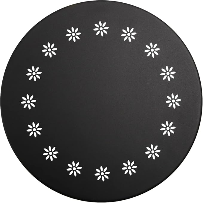 danpinera 2 Outdoor Side Tables with Flower Cut Outs, Weather Resistant Steel Patio Side Table, Small Round Outdoor End Table Metal Side Table for Patio Yard Balcony Garden Black, Set of 2 - Image 3