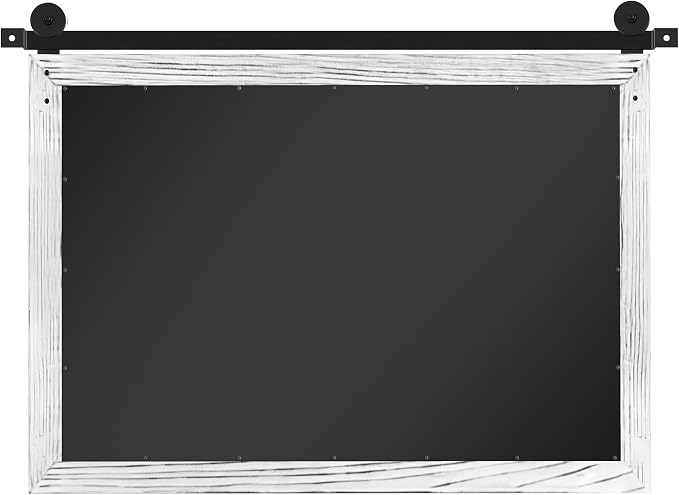 COGOOD Farmhouse Bathroom Mirror - 41" x 30" Rustic Barn Door Mirror for Living Room, Entryway, Bedroom, Vanity Wall Decor (White) - Image 8