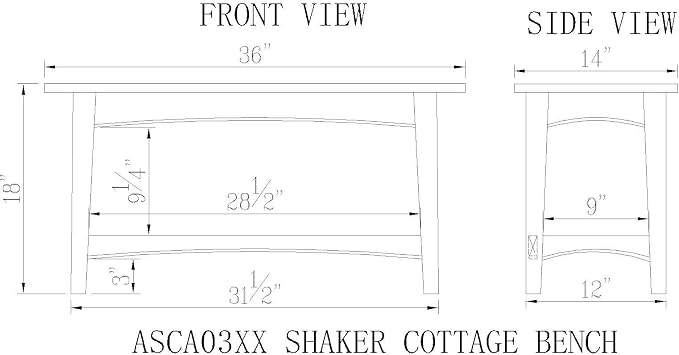Alaterre Furniture Shaker Cottage Bench with Shelf, Chocolate - Image 3