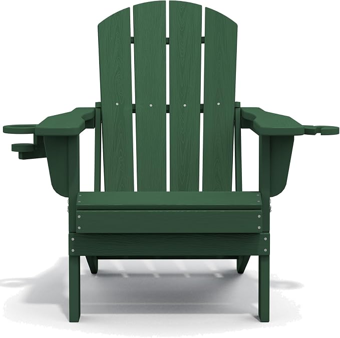 SERWALL Adirondack Chair with Cup Holders - Composite Adirondack Chairs Set of 6 HDPE Outdoor Chairs All Weather Use- Green - Image 11