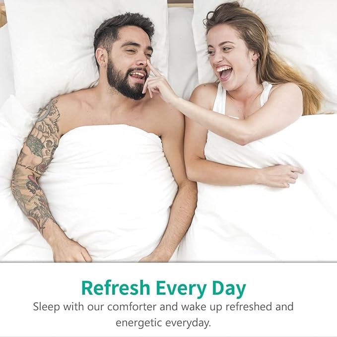 APSMILE Queen Size Feather Down Fiber Comforter - Ultra Soft All Seasons Cotton Duvet Insert Medium Warm Quilted Bed Comforter with Corner Tabs (90x90, Cloud Grey)