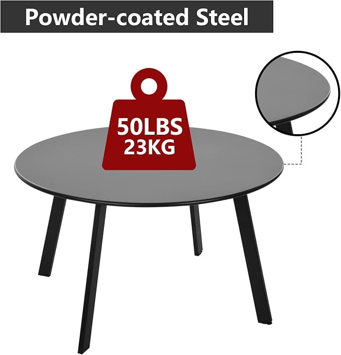 Meluvici Outdoor Patio Coffee Table Set of 2, Weather Resistant End Table, Round Nesting Tables for Living Room Balcony Office,Black - Image 6