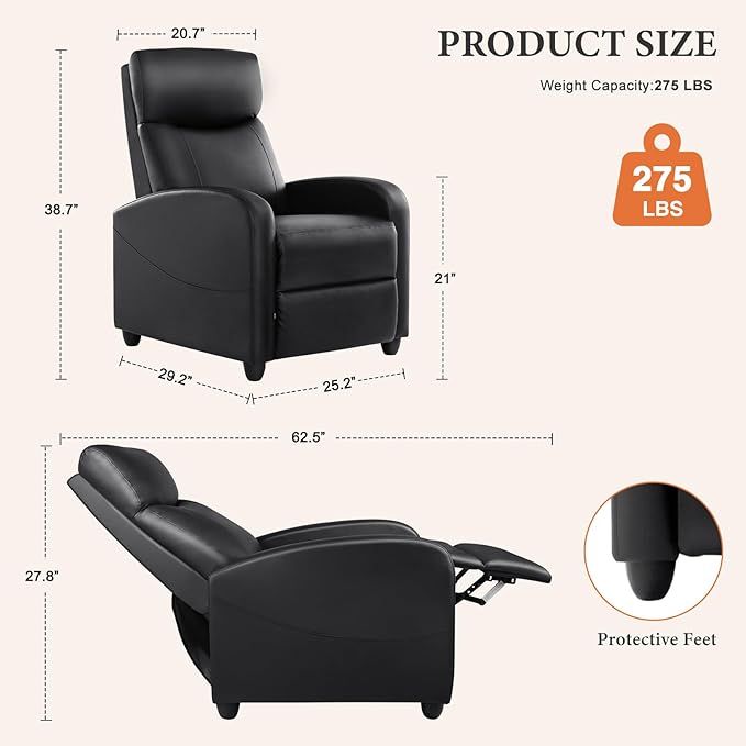 Sweetcrispy Massage Recliner Chair for Adults, Adjustable Home Theater Seating with Lumbar Support for Living Room, Modern Fabric Reclining, Grey