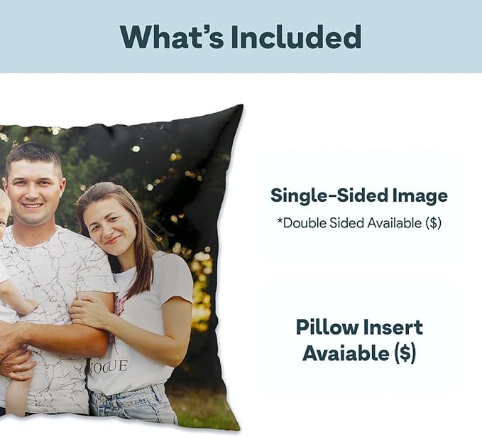 Fabric Textile Products Custom Pillow - USA Made - Personalized Pillows with Pictures - Throw Pillow - Personalized Gift - Red White and Blue - Patriot Gifts - 4th of July Decor (16"x16")