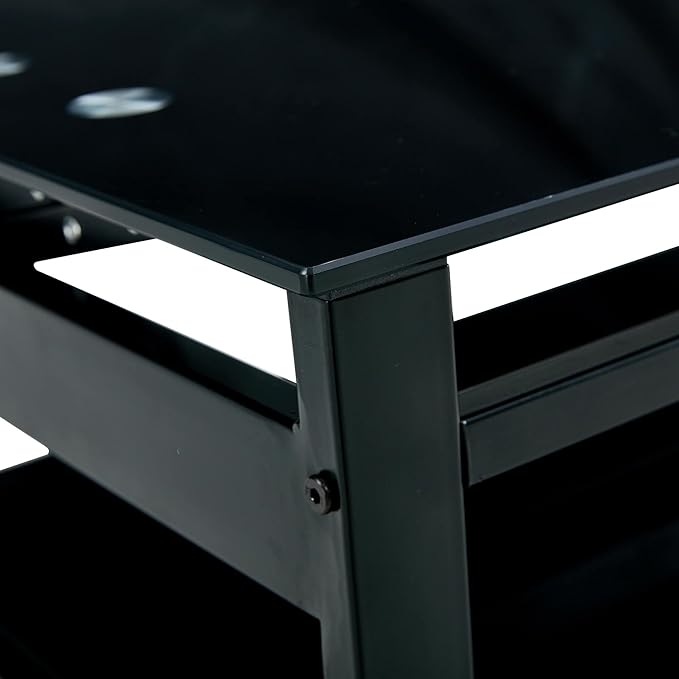 Lift Top Coffee Table, Modern Simple Black Tempered Glass Coffee Tables for Living Room Size 37.8"(W) x 21.6"(D) x 17.72"(H)