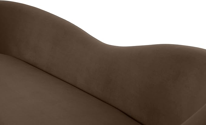Meridian Furniture 659Brown-S Ritz Collection Modern | Contemporary Upholstered Sofa with Rich Brown Velvet, Gold Metal Legs, Curved Contemporary Design, 85.5" W x 31.75" D x 30.5" H, Brown