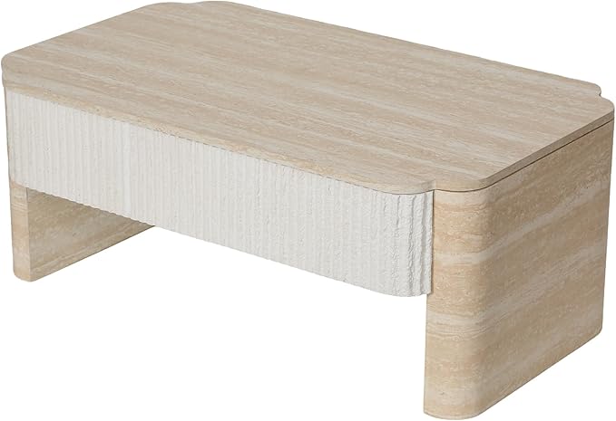39" Lift Top Coffee Table with Hidden Storage, Faux Marble Lift Pull Up Tabletop for Living Room, Modern Wooden Rectangular Coffee Table, Beige Mars Pattern