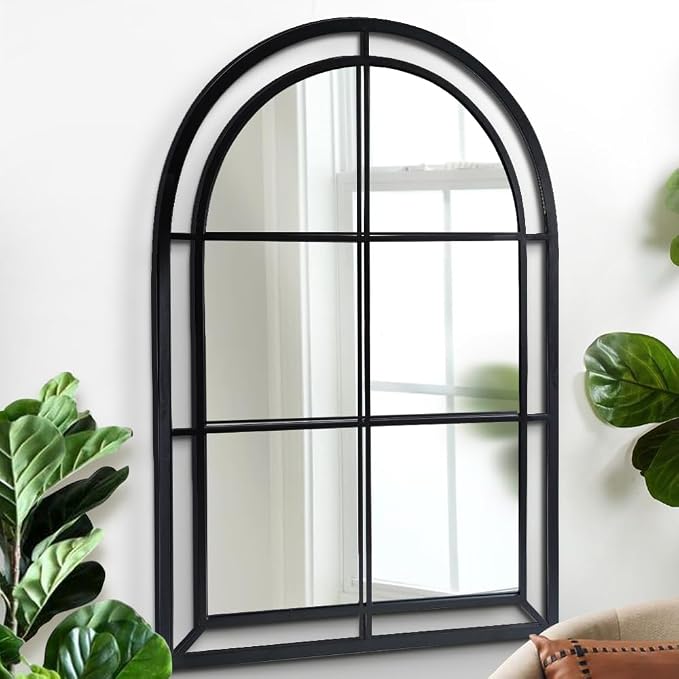 WAMIRRO Arched Mirror,Big Decorative Black Window Pane Mirrors Decor for Wall Mouted/Fireplace/Entryway/Hallway/Living Room/Bathroom 28"X40" - Image 8