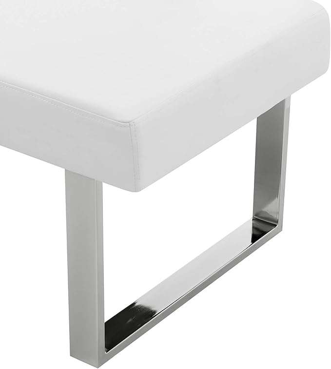 Armen Living Amanda Sectional in White and Chrome Finish 79.5"x58"x22"