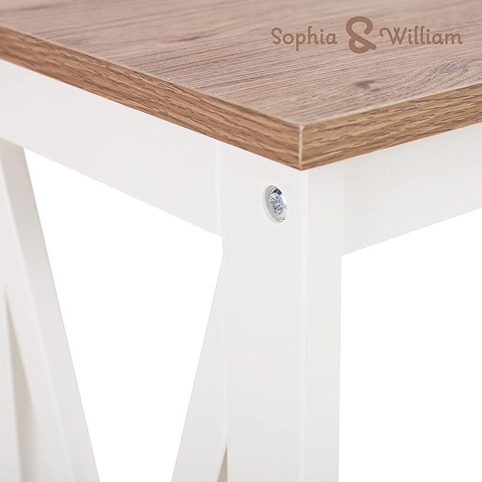 Sophia & William Farmhouse Console Table with Storage Shelf, 2 Tier Sofa Table for Entryway, Hallway, Living Room, Ivory