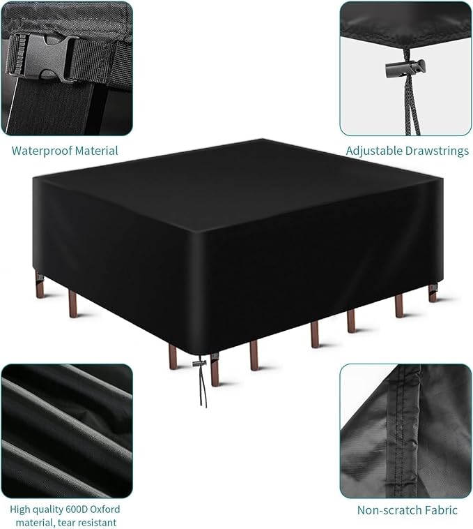 LCOGD Patio Furniture Cover,Outdoor Furniture Covers Waterproof General Purpose, Outdoor Sofa Sets Covers Heavy Duty Windproof Anti-UV70 Lx47 Wx30 H - Image 4