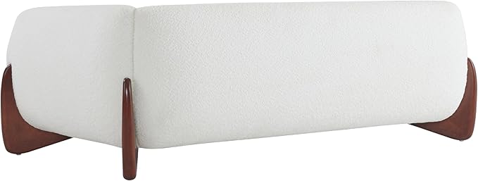 Merax 82 Inch Boucle Sherpa Sofa, Chenille Loveseat with Removable Cushions & Wood Legs, Modern Plush 3-Seater Couch for Living Room, Beige