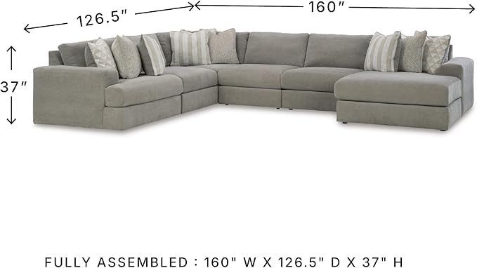 Signature Design by Ashley Casual Avaliyah U-Shape Left-Arm Facing 6-Piece Sectional with Chaise and Reversible Cushion, Gray
