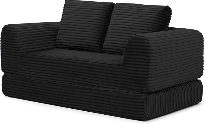 Foldable Boneless Love Seat Couches in a Box, Modern Floor Foam Sleeper Sofa Bed 2-in-1 Convertible Cloud Sofa for Home Apartments Bedroom