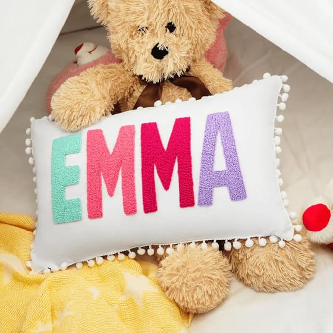 mia'spillow lab Personalized Embroidered Name Pillow for Toddler or Baby ?€? Handmade Monogram Cushion ?€? Custom Nursery Gift for Birthday or Baby Shower ?€? Multiple Sizes & Colors Available