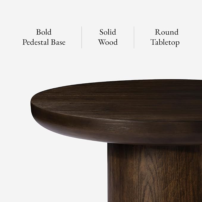 Maven Lane Wooden Circular Coffee Table, 36" Round, Livingroom Table, Modern Farmhouse Living Room Accent Table, Wood Furniture for Family Room, Rustic Industrial Home Decor, Owen Table (Aged Brown)