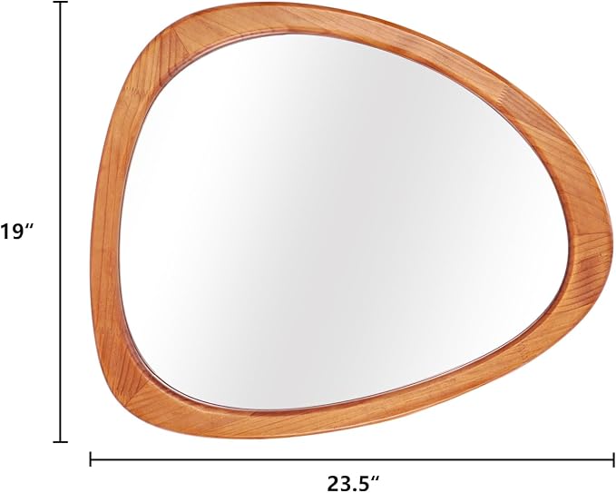 WallBeyond Asymmetrical Mirror, Irregular Wall Mirror for Bathroom, Bedroom, Living Room, Entryway, Hall - Walnut Wood Framed 23" H x 19" W - Image 6