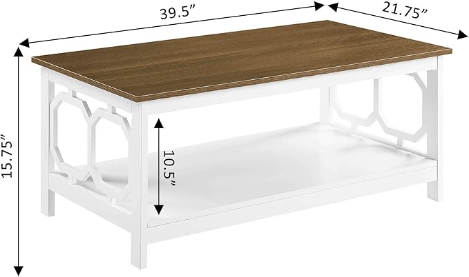 Convenience Concepts Omega Coffee Table, Driftwood Top / White Frame