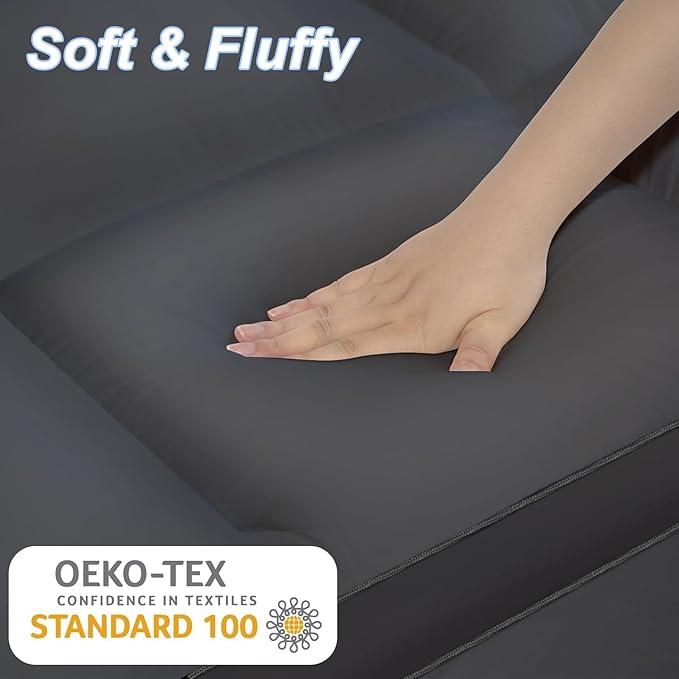 KAYFIA Twin Mattress Topper,Extra Thick Mattress Pad Cover for Deep Sleep,3D+7D Snow Down Alternative Fill Overfilled Plush Pillow Top with 8-23 Inch Deep Pocket-Grey