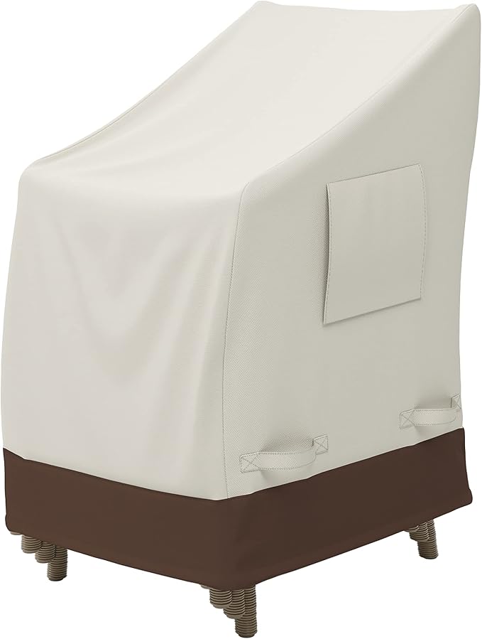 Amazon Basics Outdoor Stackable Chairs Cover, Waterproof, Anti-UV, Weather Resistant, Durable, Beige/Tan by AmazonBasics