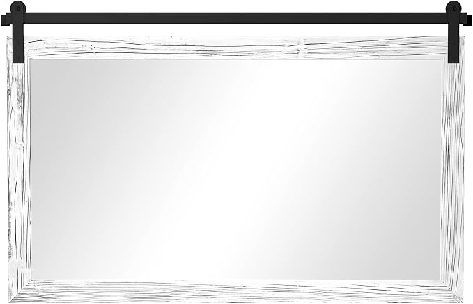 COGOOD Farmhouse Bathroom Mirror - 45 x 30 Large Rectangle Barn Door Mirror for Vanity, Bedroom, Living Room Wall Decor (White) - Image 9