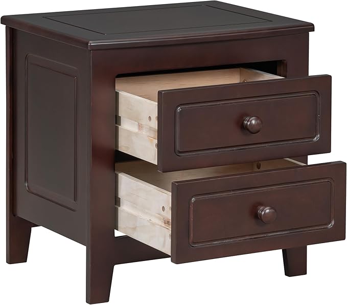 Harper & Bright Designs 3-Piece Queen Bedroom Set, Retro Style Wooden Bedroom Furniture Set with Queen Size Bed Frame and Two Nightstands for Kids Teens Adults Bedroom, Dark Walnut