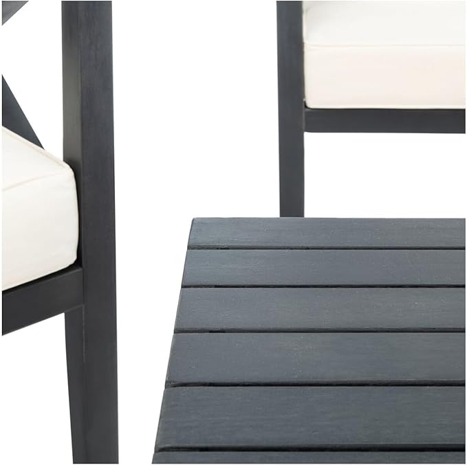 Safavieh Outdoor Nunzio Black and Beige 4-Piece Patio Set (Pillows Included)