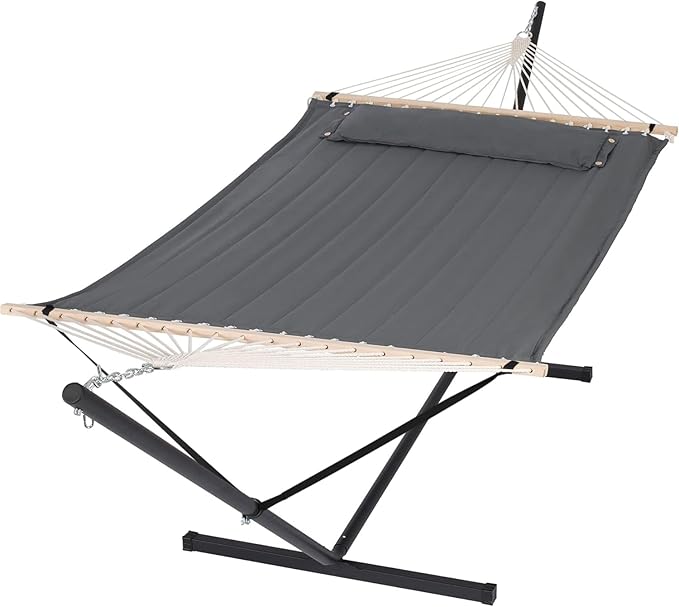 SUNCREAT 2 Person Hammock with Stand, Heavy Duty Portable Hammocks, 475 lbs Capacity, Dark Grey by SUNCREAT