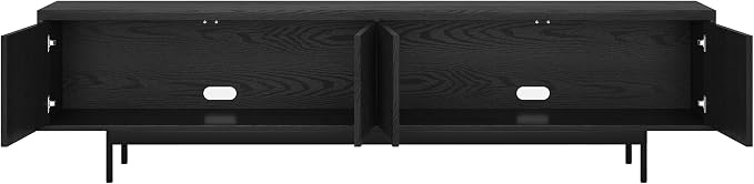 Henn&Hart Fluted TV Stand for TVs up to 85" with 2 Open-Concept Ribbed Storage Cabinets for Living Room, Family Room, or Office, Natural Black - Image 4