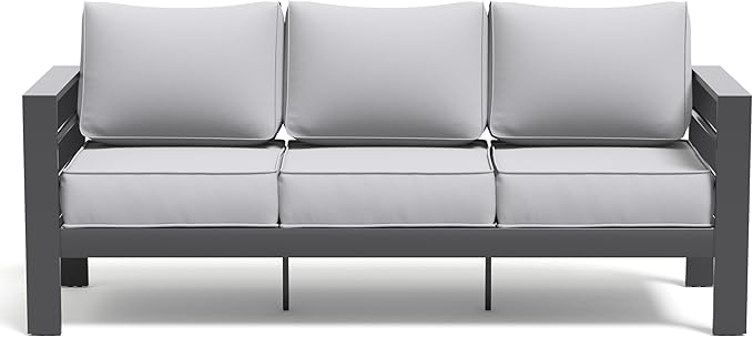 Aluminum Patio Furniture Set, 3-Seat Outdoor Furniture Set with 5 Inch Cushions, Patio Sets with Waterproof Covers for Backyard Garden(Dark Grey&Light Grey)