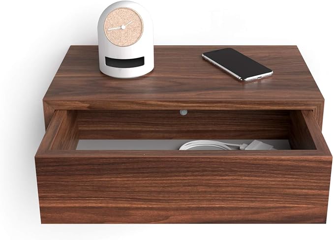 Mobili Fiver, Riccardo Floating nightstand, Walnut, 17.7" x 9.8" x 6.1 ", Melamine-Finished, Modern Bedside Table, End Table, Italian Furniture - Image 5