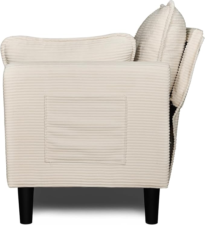 Corduroy Oversized Armchair 48" Extra Wide Accent Chairs W/Double Solid Wood Frame for Living Room Modern Lounge Chair, Upholstered Cloud Single Sofa with Pillows
