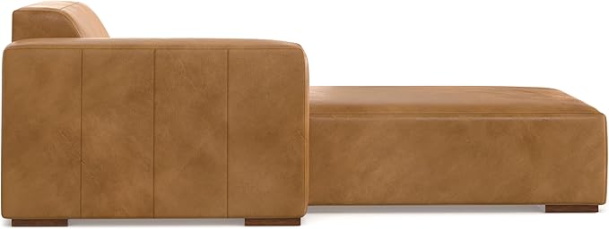 SIMPLIHOME Rex Left Chaise Sofa Module in Full-Grain Genuine Leather, Sienna, 44-inches W x 69.5-inches D, Handcrafted Modern-Style Left-Arm Chaise Lounge Chair for Living Room and Family Room