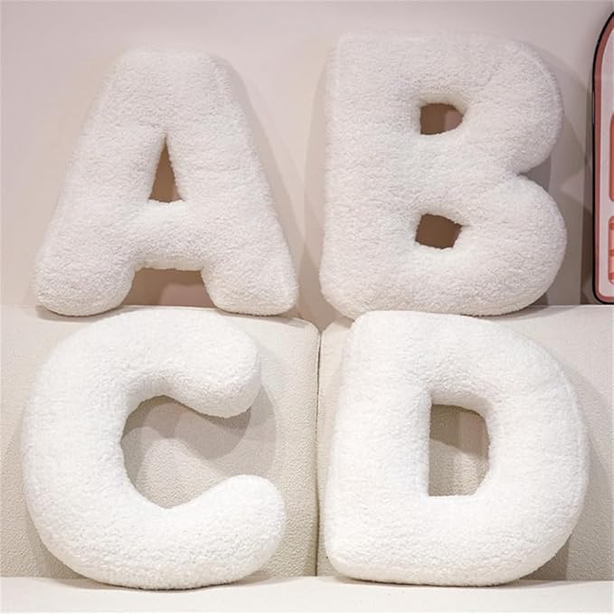 Letter Plush Pillow, Letter Hugging Throw Pillows, Decorative Initial Letter Shaped Throw Pillows for Bed Couch, Letter Pillows English Alphabet A to Z for Sofa Bedroom Living Room Decor (E)