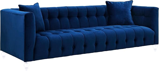 Tov Furniture Bea Velvet Sofa (Navy) | Tufted Design