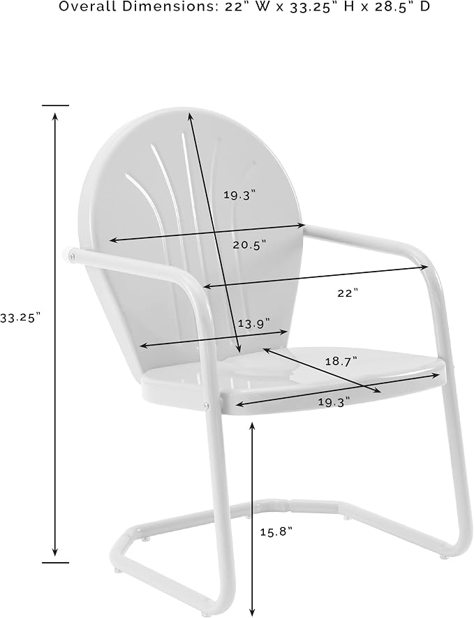 Crosley Furniture Griffith Outdoor Chair, Retro Metal Patio Chairs for Dining, Porch, Deck, Balcony, Tangerine - Image 3