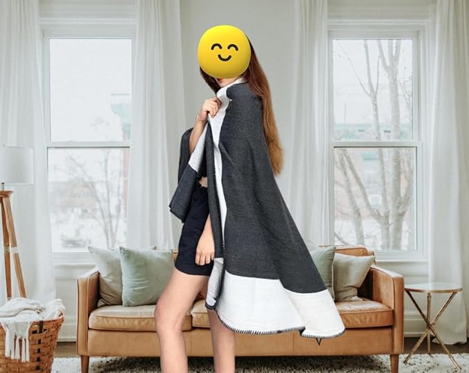 Fcteap h Blanket Soft Throw Blanket Faux Fleece Cashmere Plaid Warm Shawl Thick Knitted Plush Cozy Comfy for Women Throw Blanket for Sofa Couch Bed Queen King Size 55x66 in (Black)