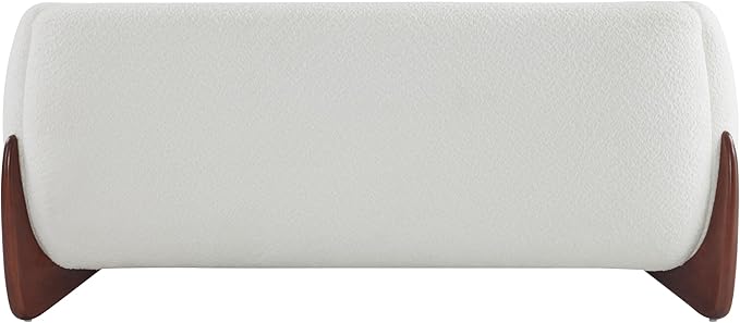 Merax 63 Inch Modern Boucle Upholstered 2-Seater Sofa, Chenille Fabric Loveseat with Solid Wood Legs, Low Profile Small Couch for Living Room, Beige