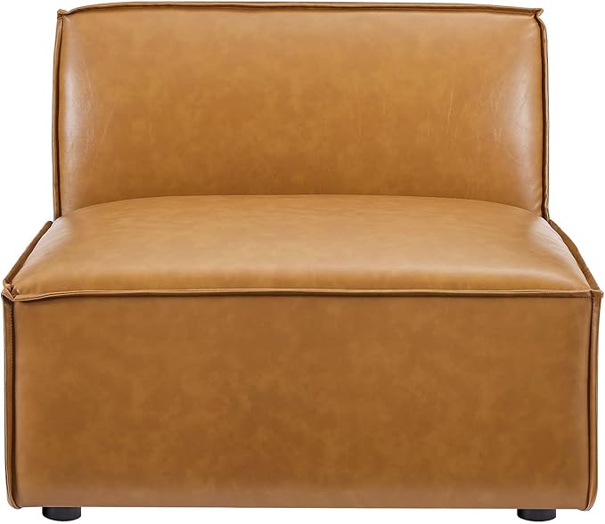 Modway Restore Vegan Leather Sectional 3-Seater Sofa in Tan