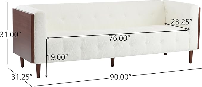 Christopher Knight Home Almab 82 Inches Sofa Couch, Cozy Couch Sofa, Boucle Upholstered 3-Seater Sofa, Wood Frame Couch, Comfy Couches for Living Room and Office, Modern Couch and Sofa, Beige