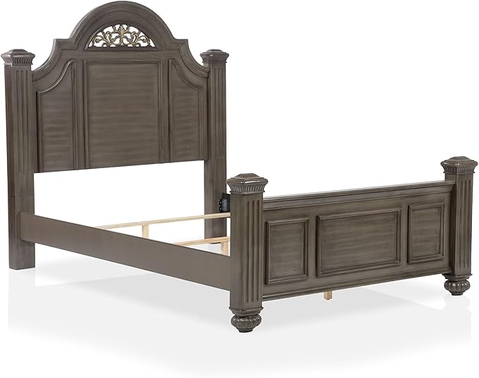 Furniture of America Malierd Traditional Wood 3-Piece Bedroom Set, Panel Queen-Size Bed and 3-Drawer Nightstand, Box Spring Required for Bedroom, Gray