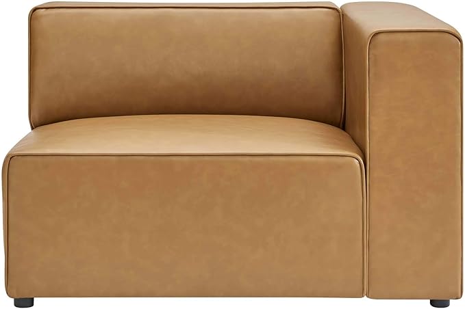 Modway Mingle Vegan Leather Sectional Sofa Right-Arm Chair in Tan