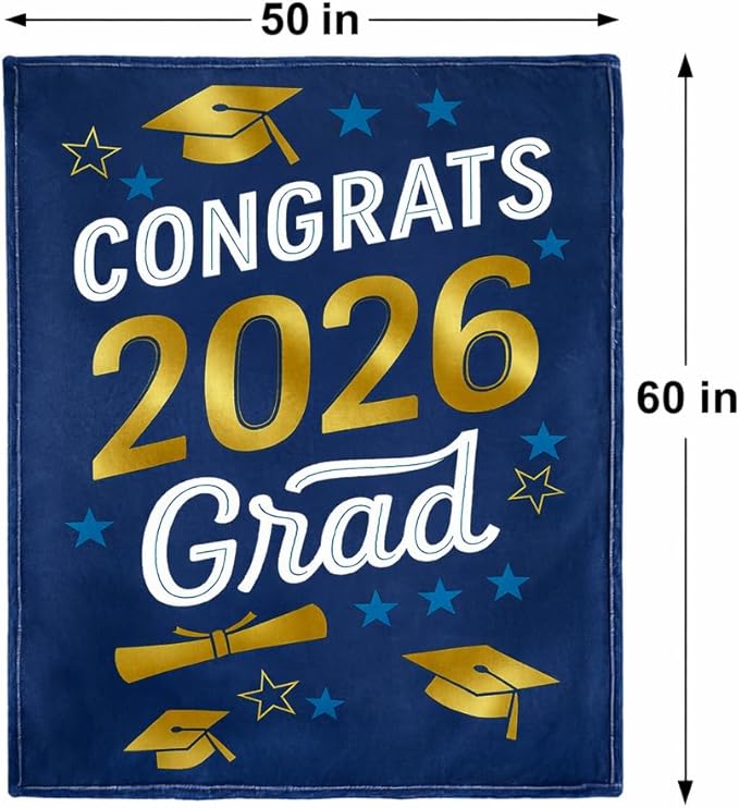 Graduation Gifts Blanket Class of 2026 ?€? Congrats Grad Throw Blanket 50x60 Inch, Classic Graduation Gift for Him Her, Soft Cozy Plush Blanket for College High School Graduate