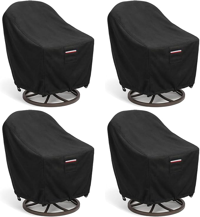 Outdoor Patio Chair Covers 4-Pack, Heavy Duty 600D Oxford Fabric, Weather Resistant Waterproof Furniture Protectors, Black, 35x37x36 inches by Unknown