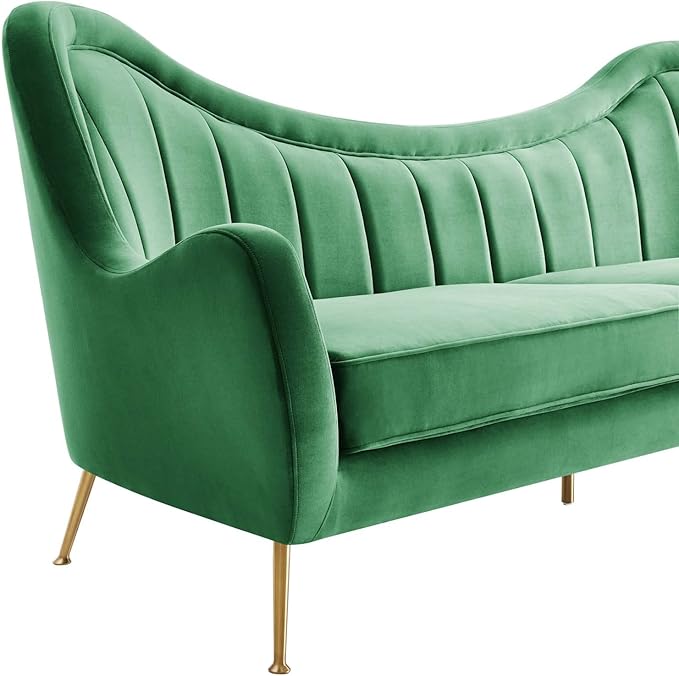 Modway EEI-5874-EME Cheshire Channel Tufted Performance Velvet Sofa, Emerald