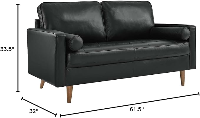 Modway EEI-5870-BLK Valour Leather Loveseat, Black