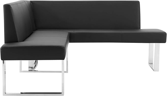 Armen Living Amanda Sectional in Black and Chrome Finish